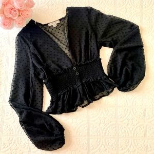 Polka Dot Peplum Corset Blouse